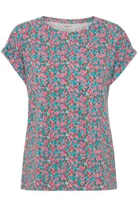 0634- Short Sleeve T Shirt- Rose Multi Floral- Fransa