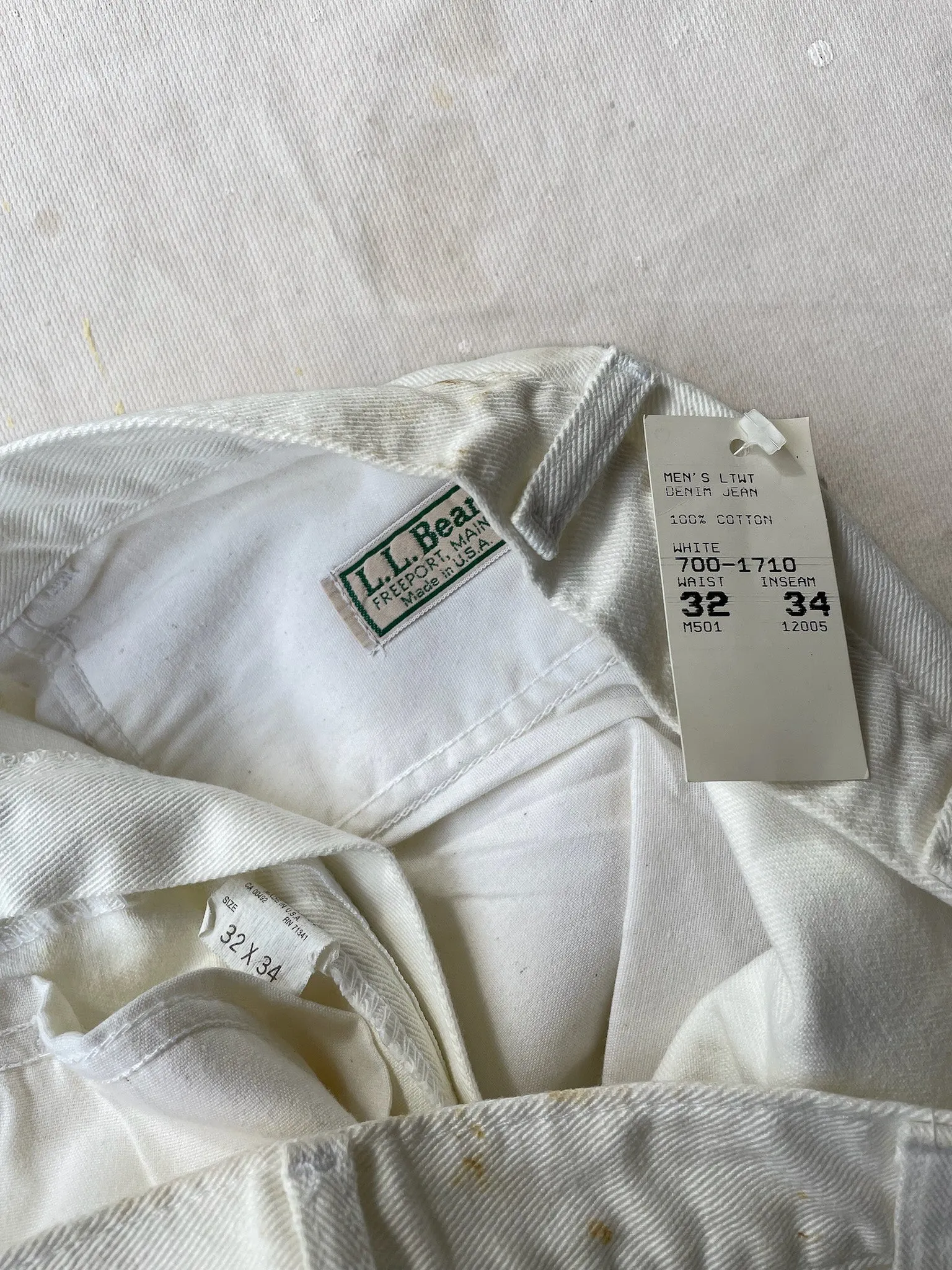 80's Deadstock L.L.Beans White Jeans—[32x34]