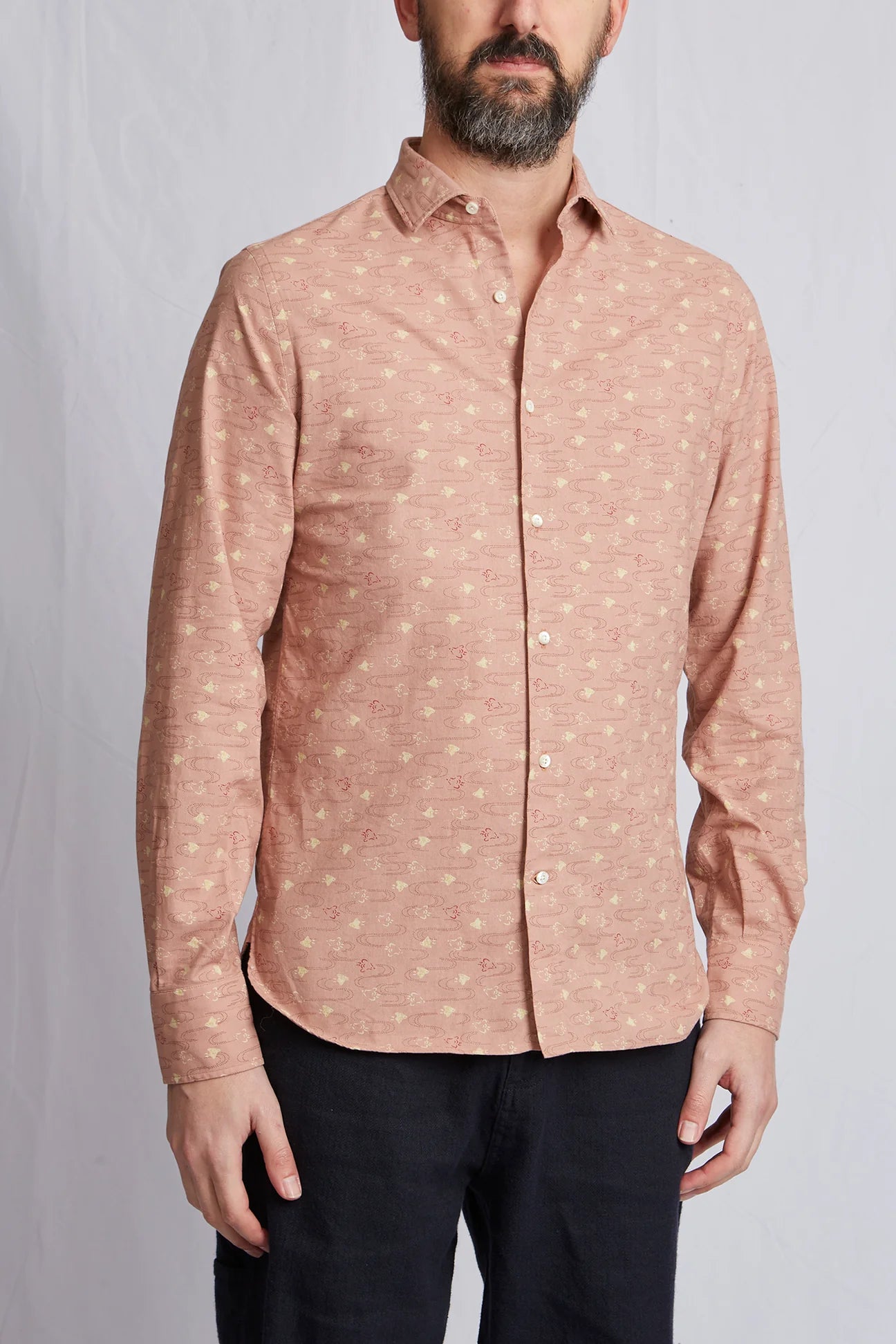 ABCL GARMENTS ITALY  Liberty Pink Bird 3227 Long Sleeve Shirt