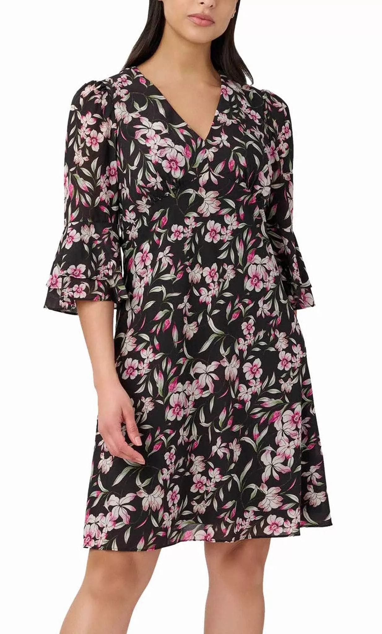 Adrianna Papell AP1D104622 - Bell Sleeve Floral Short Dress