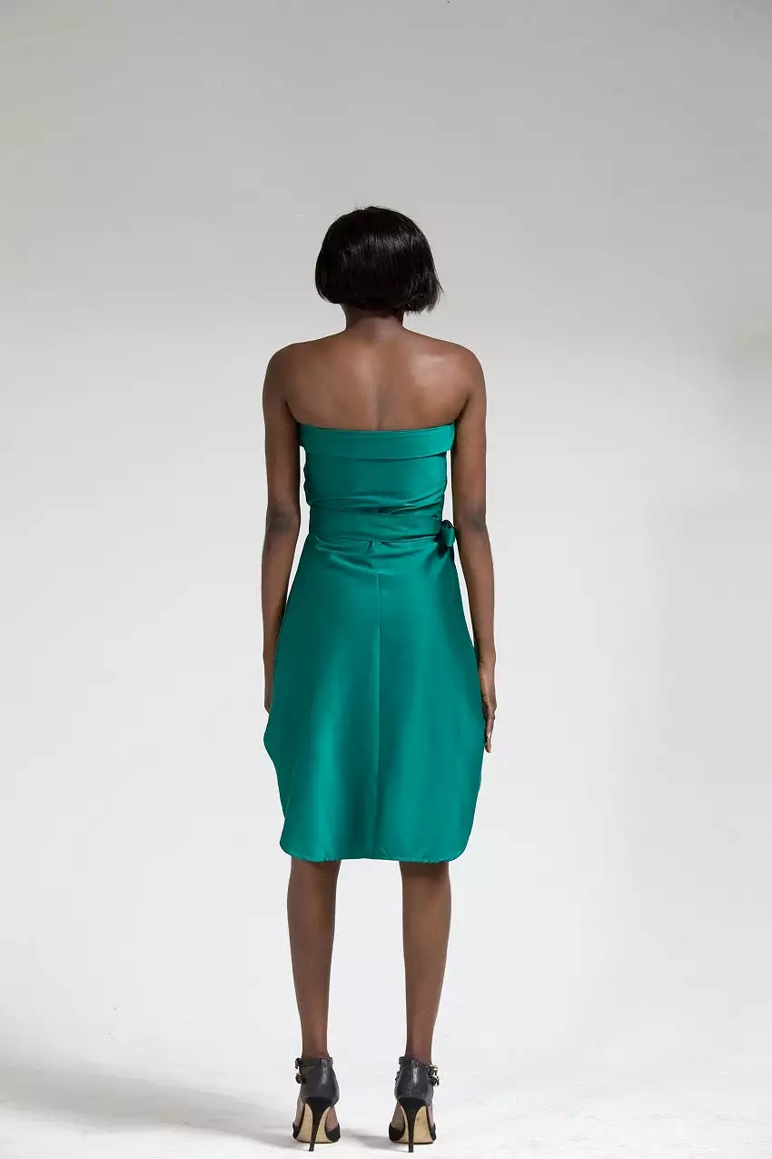 Aku Green Off Shoulder Midi Dress