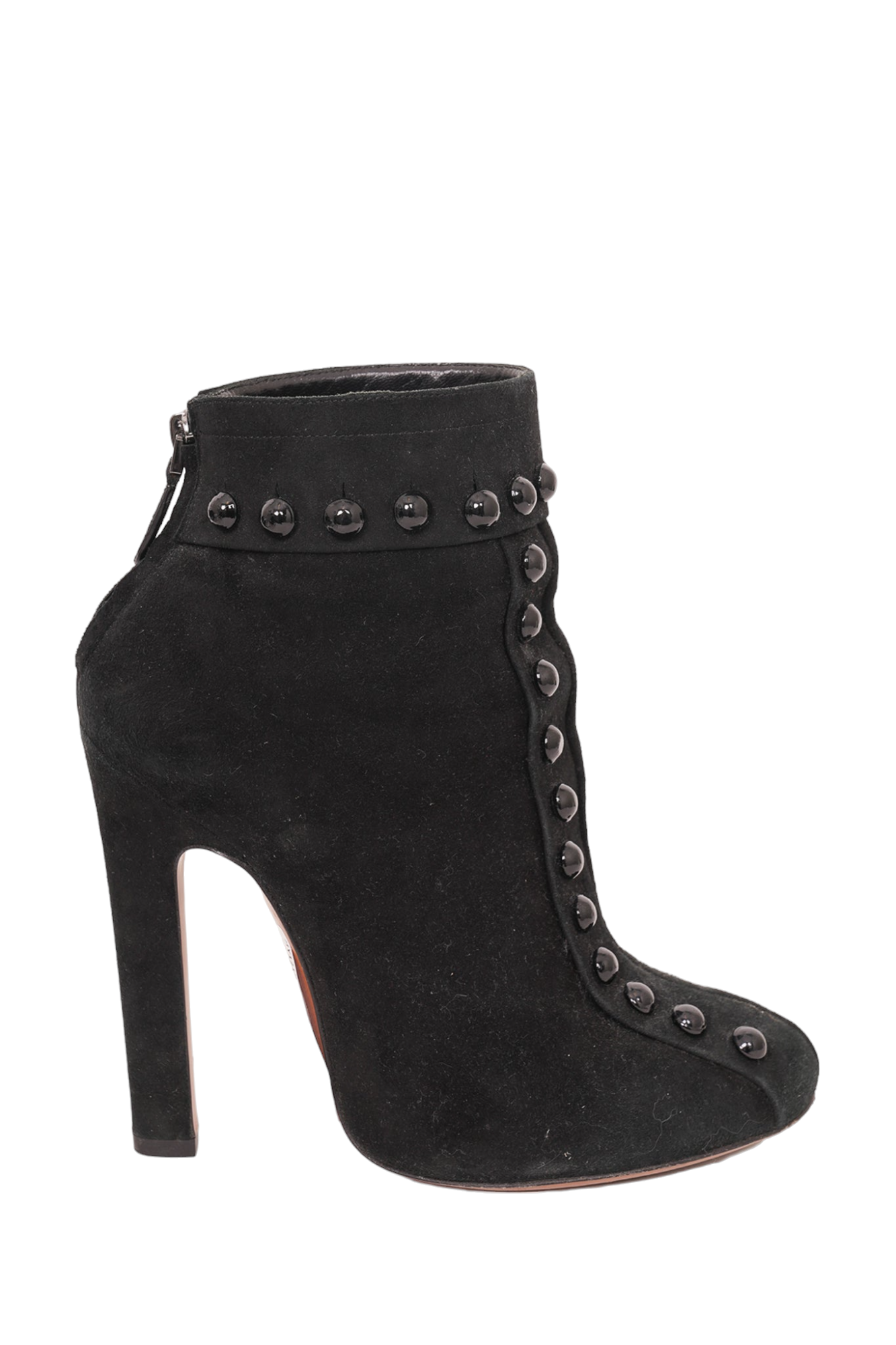 Alaïa Black Suede Ankle Boot with Heel Size 40.5