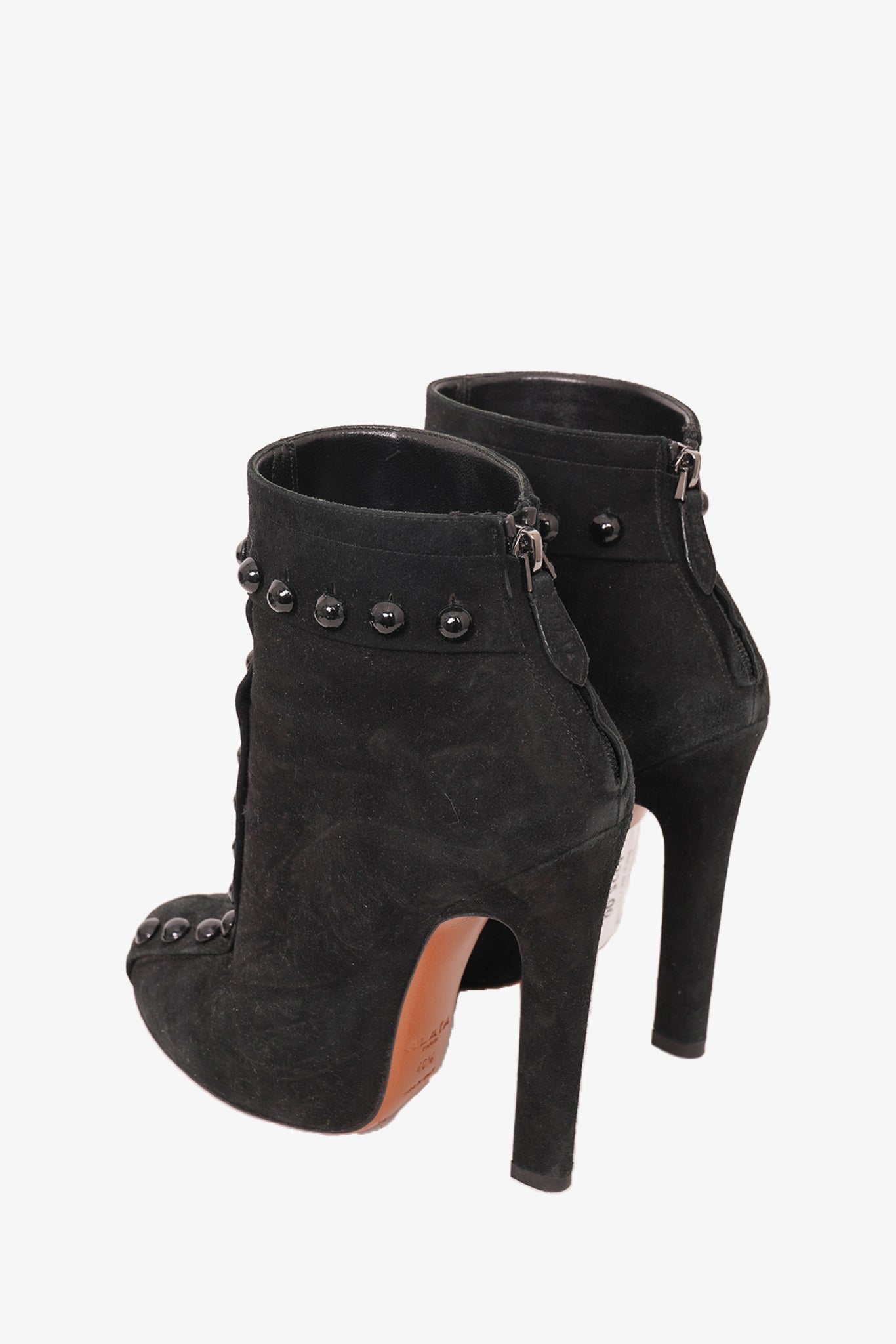 Alaïa Black Suede Ankle Boot with Heel Size 40.5