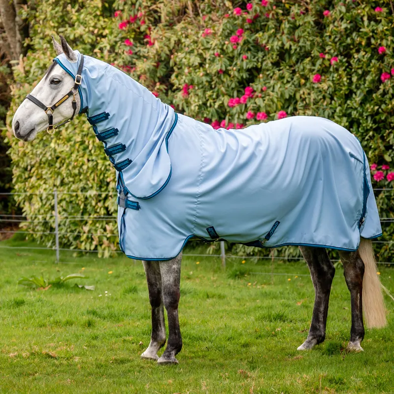 Amigo Ripstop Hoody Combo Neck Fly Rug - Azure Blue/Navy/Electric Blue