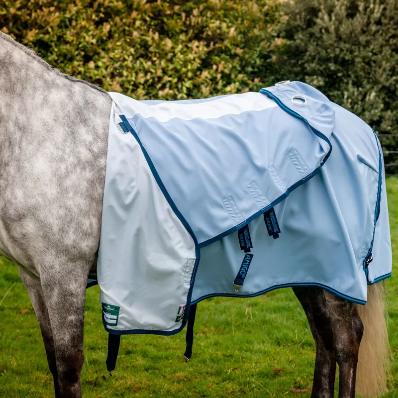 Amigo Ripstop Hoody Combo Neck Fly Rug - Azure Blue/Navy/Electric Blue