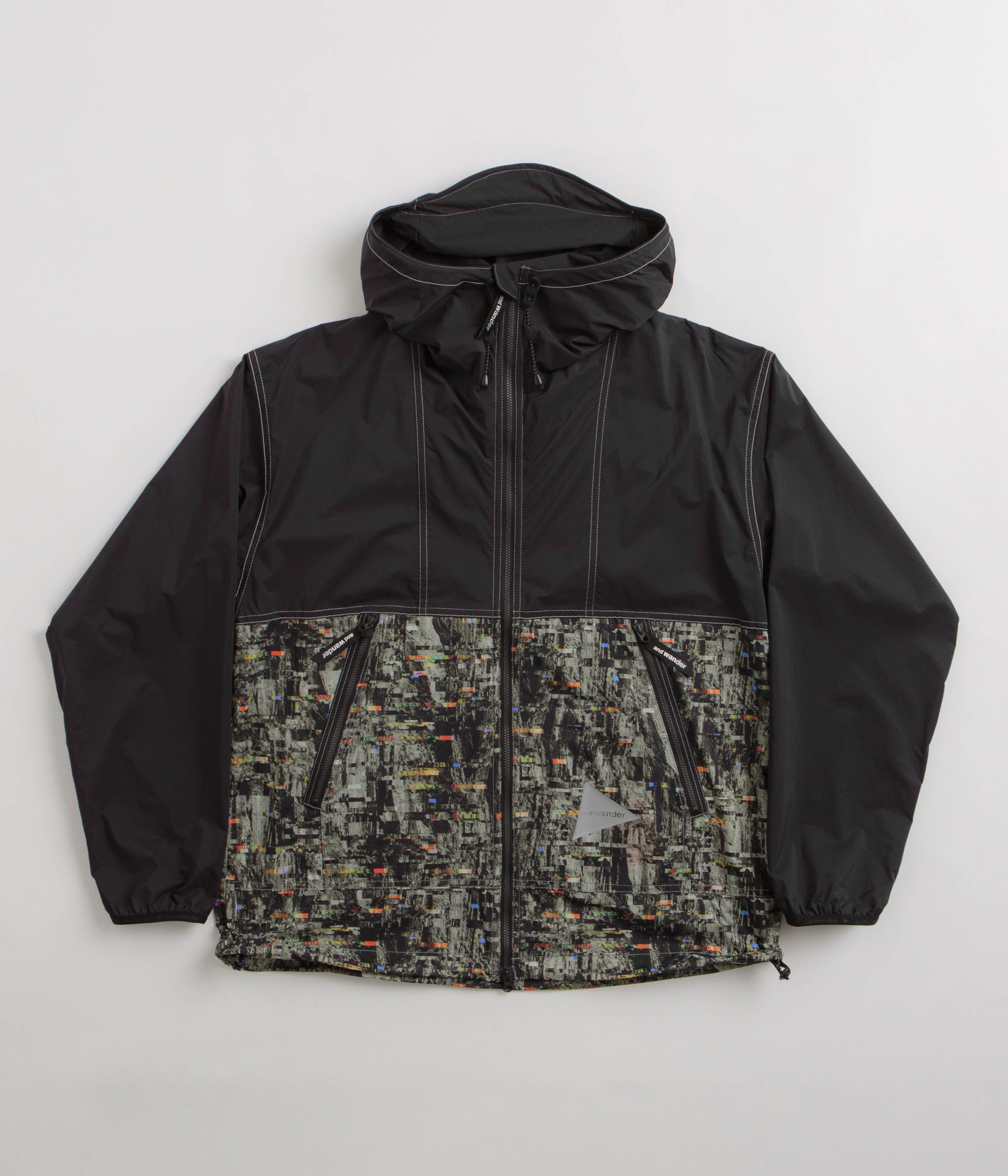 and wander Pertex Printed Wind Jacket - Black