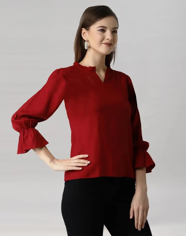 Angelic Maroon Bell Sleeve Top