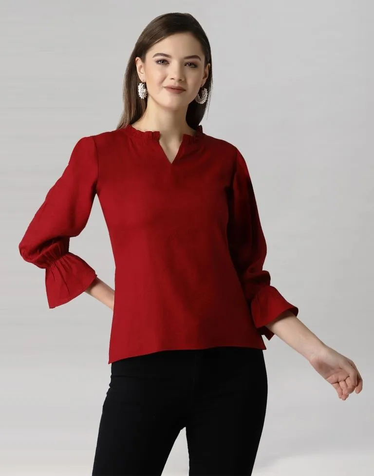 Angelic Maroon Bell Sleeve Top