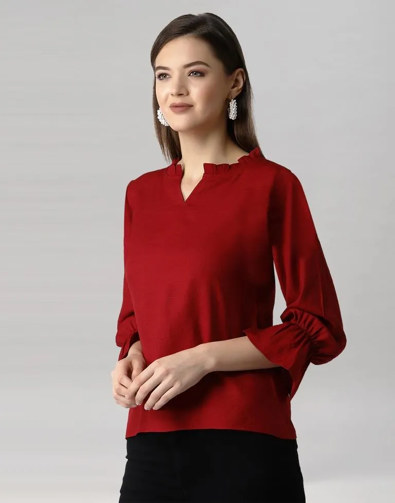 Angelic Maroon Bell Sleeve Top