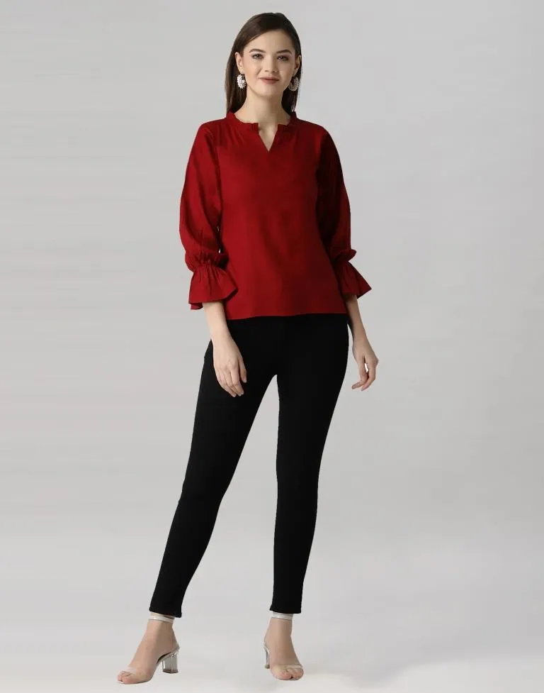 Angelic Maroon Bell Sleeve Top