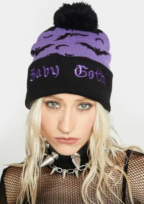 Baby Goth Pom Pom Beanie-