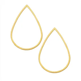 Beadable Open Frame Link, Teardrop 26x17mm, Gold Tone (4 Pieces)