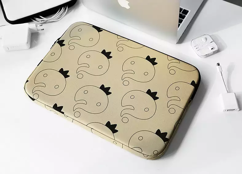 Beige Pattern Graphic Laptop Sleeves iPad 11 13 15 inch Cases Protective Covers Infinite Challenge Collaboration Handbags Square