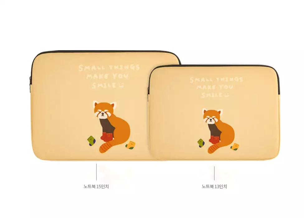 Beige Red Panda Raccoons Graphic Laptop Sleeves 13 15 inch Cases Protective Covers Handbags Square Pouches Designer Artist Print