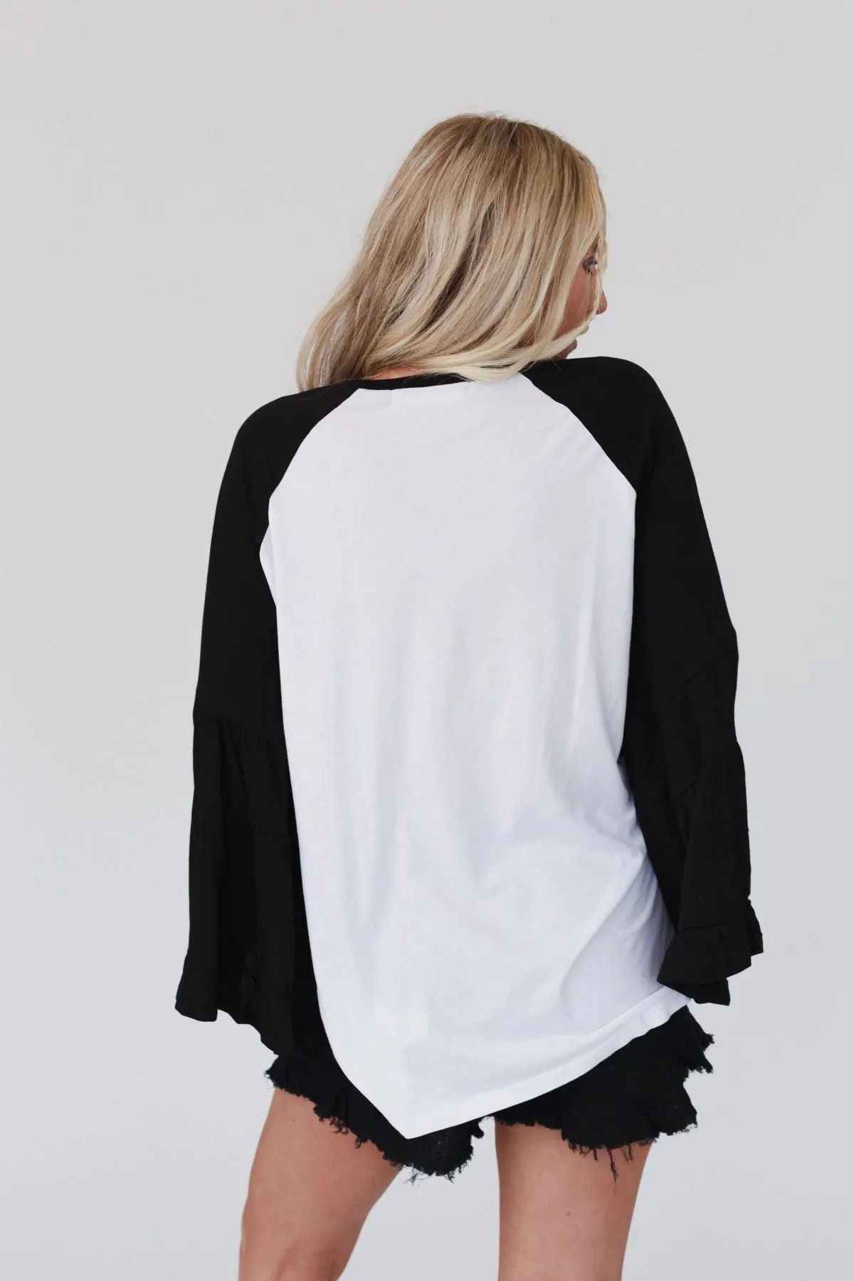 Bell Sleeve Baseball Tee - Black