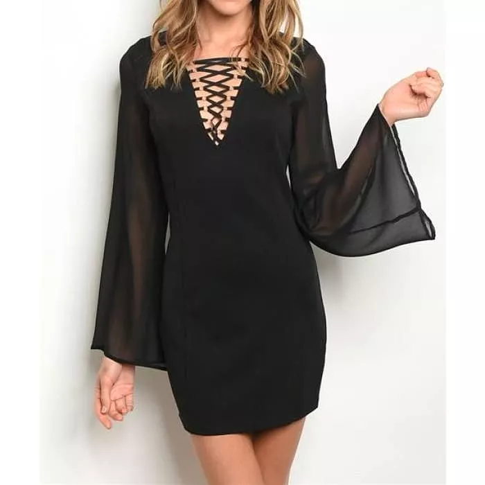 Bell Sleeve Little Black Dress