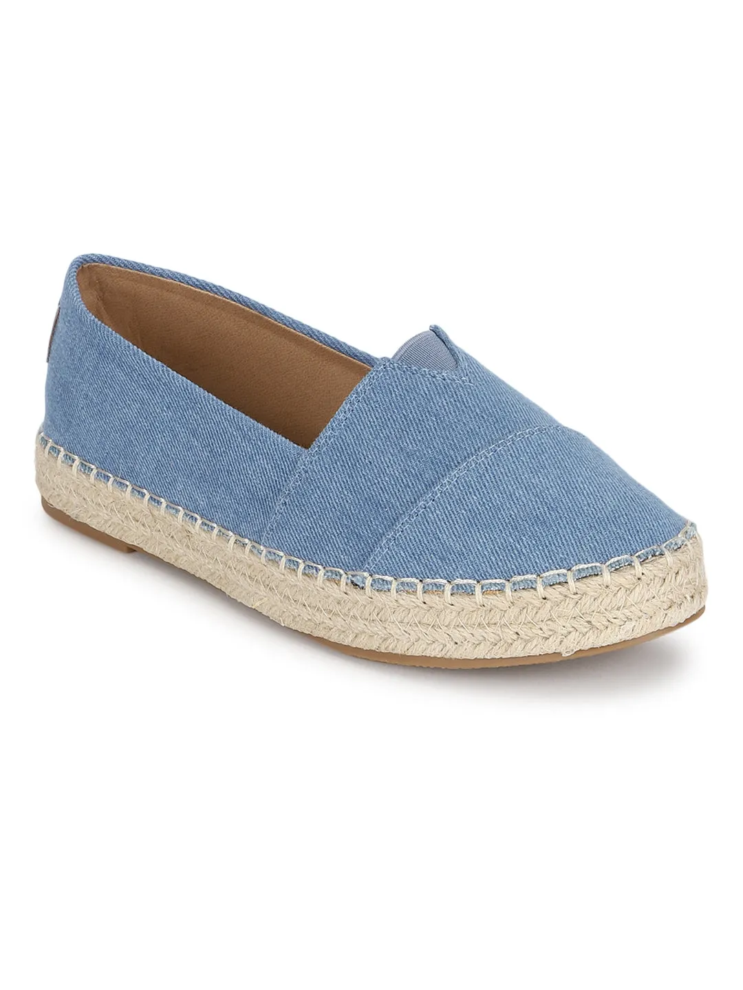 Blue Canvas Espadrille With Contrast Jute Sole Loafers (TC-RS3660-BLU)