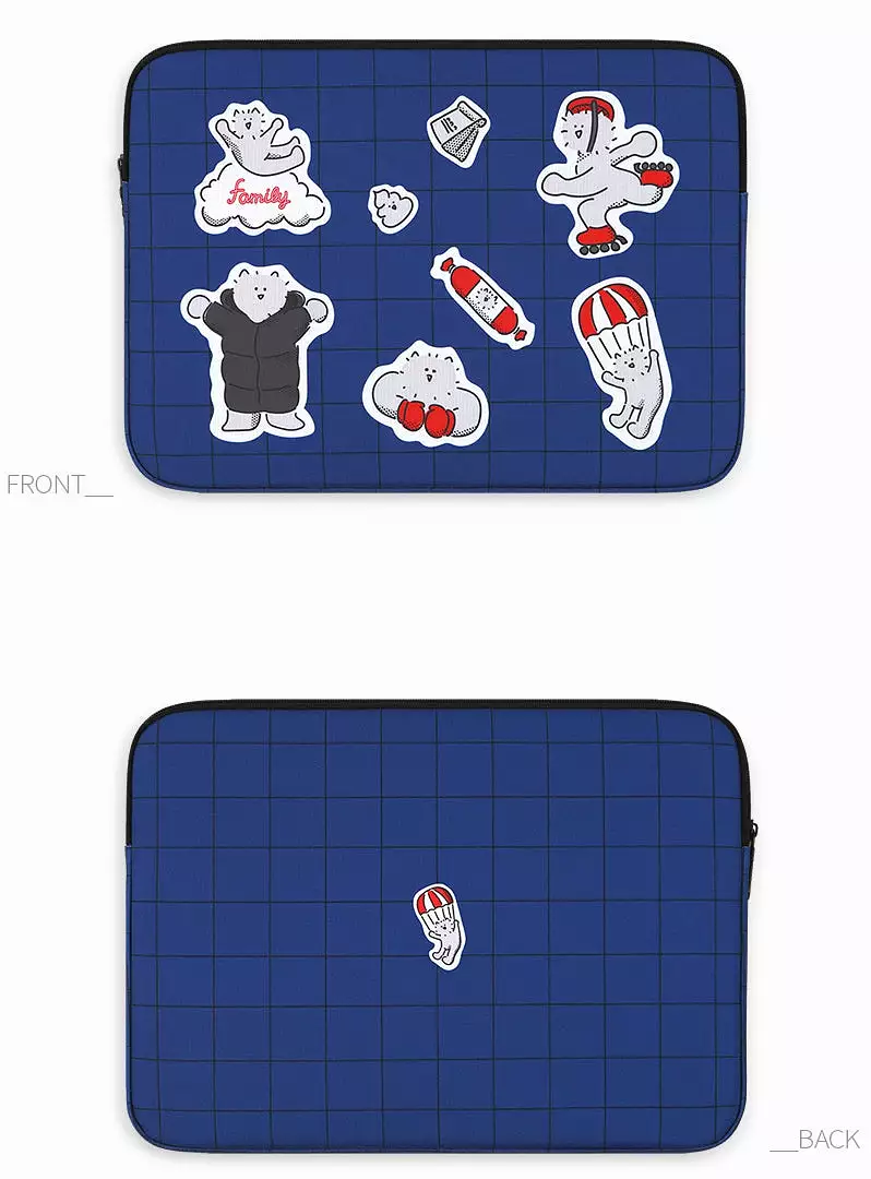 Blue Kuma Graphic Laptop Sleeves iPad 11 13 15 inch Cases Protective Covers Handbags Square Pouches Designer Artist Prints Cute 