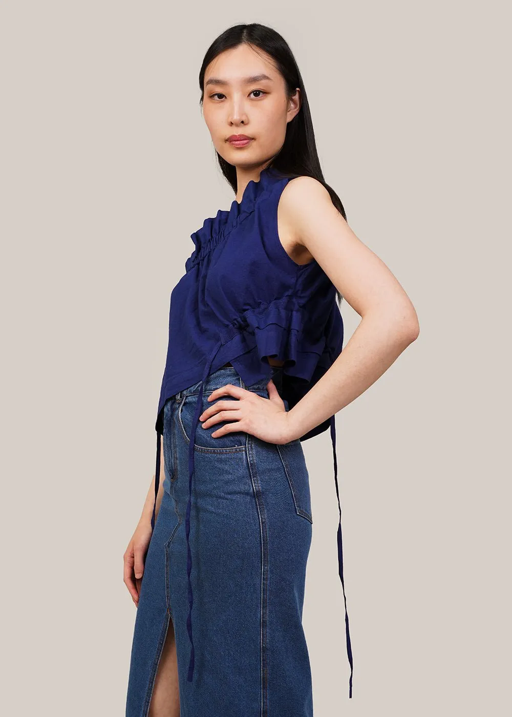 Blue Ruffle Top