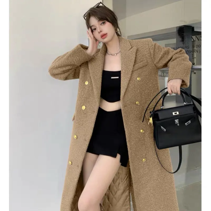 British style high-end goddess style Korean style woolen coat mid-length foreign style early spring and autumn 2023 new style (B