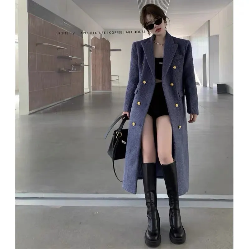 British style high-end goddess style Korean style woolen coat mid-length foreign style early spring and autumn 2023 new style (B