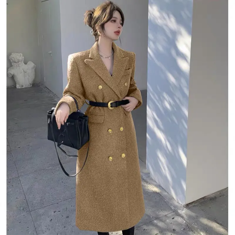 British style high-end goddess style Korean style woolen coat mid-length foreign style early spring and autumn 2023 new style (B