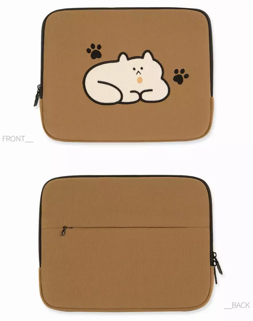 Brown Cat Graphic Laptop Sleeves iPad 13 14 15 inch Cases Protective Covers Handbags Square Pouches Designer Artist Prints Cute 