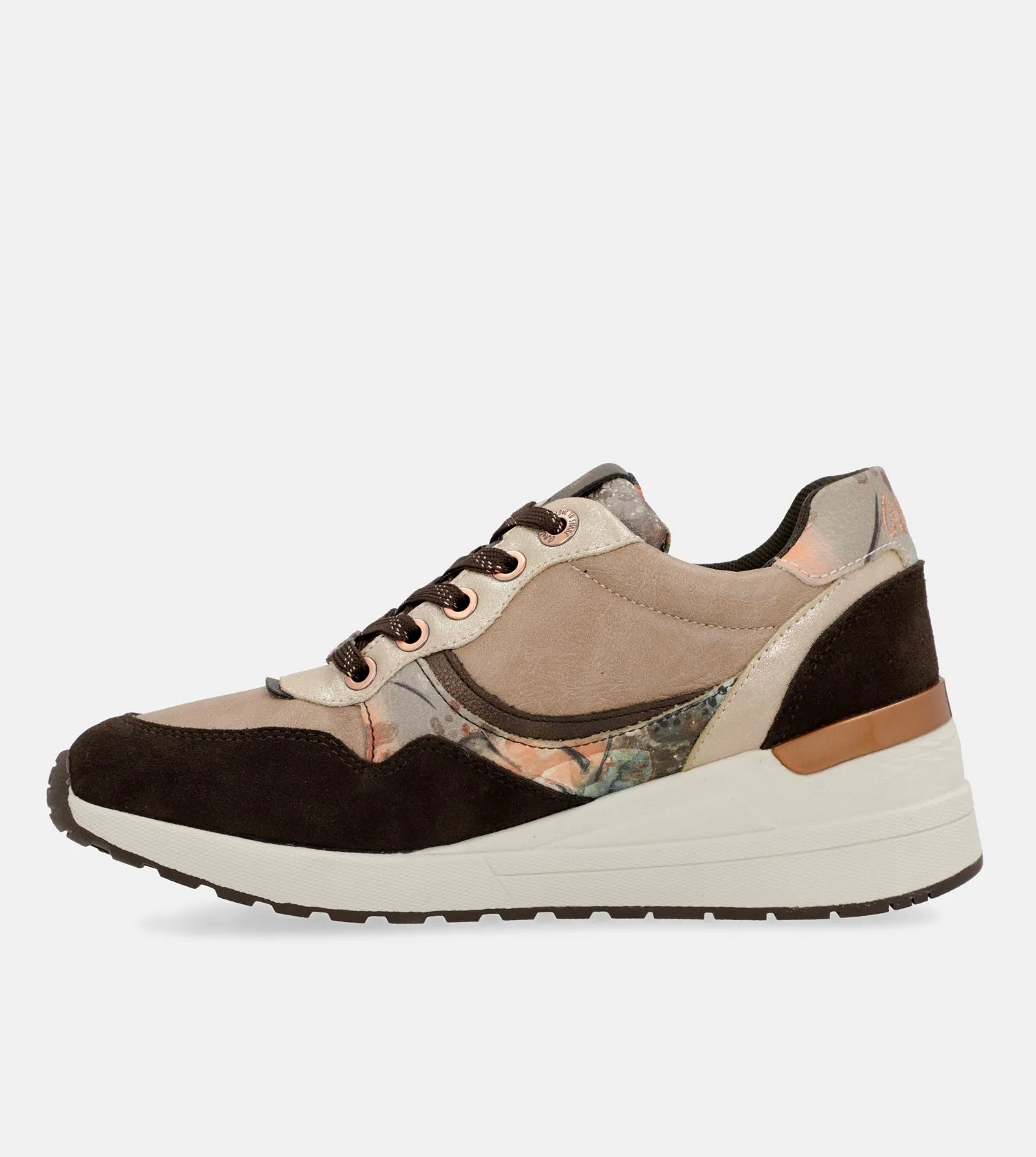 Brown Padded Sports Sneakers with Wedge