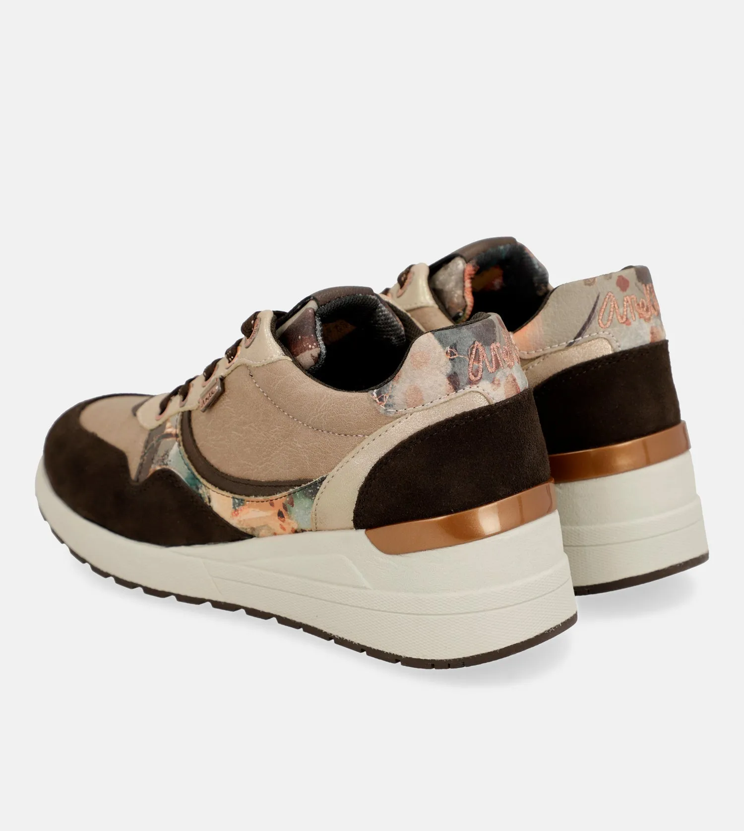 Brown Padded Sports Sneakers with Wedge