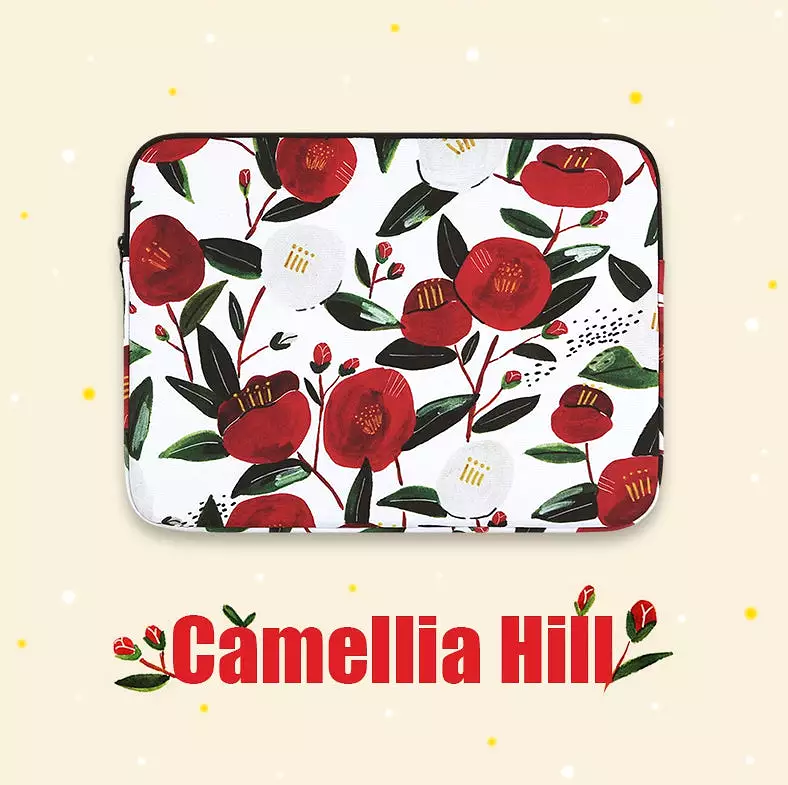 Camellia Floral Graphic Laptop Sleeves 11 13 15 inch Cases Protective Covers Handbags Square Pouches Designer Artist Prints Cute