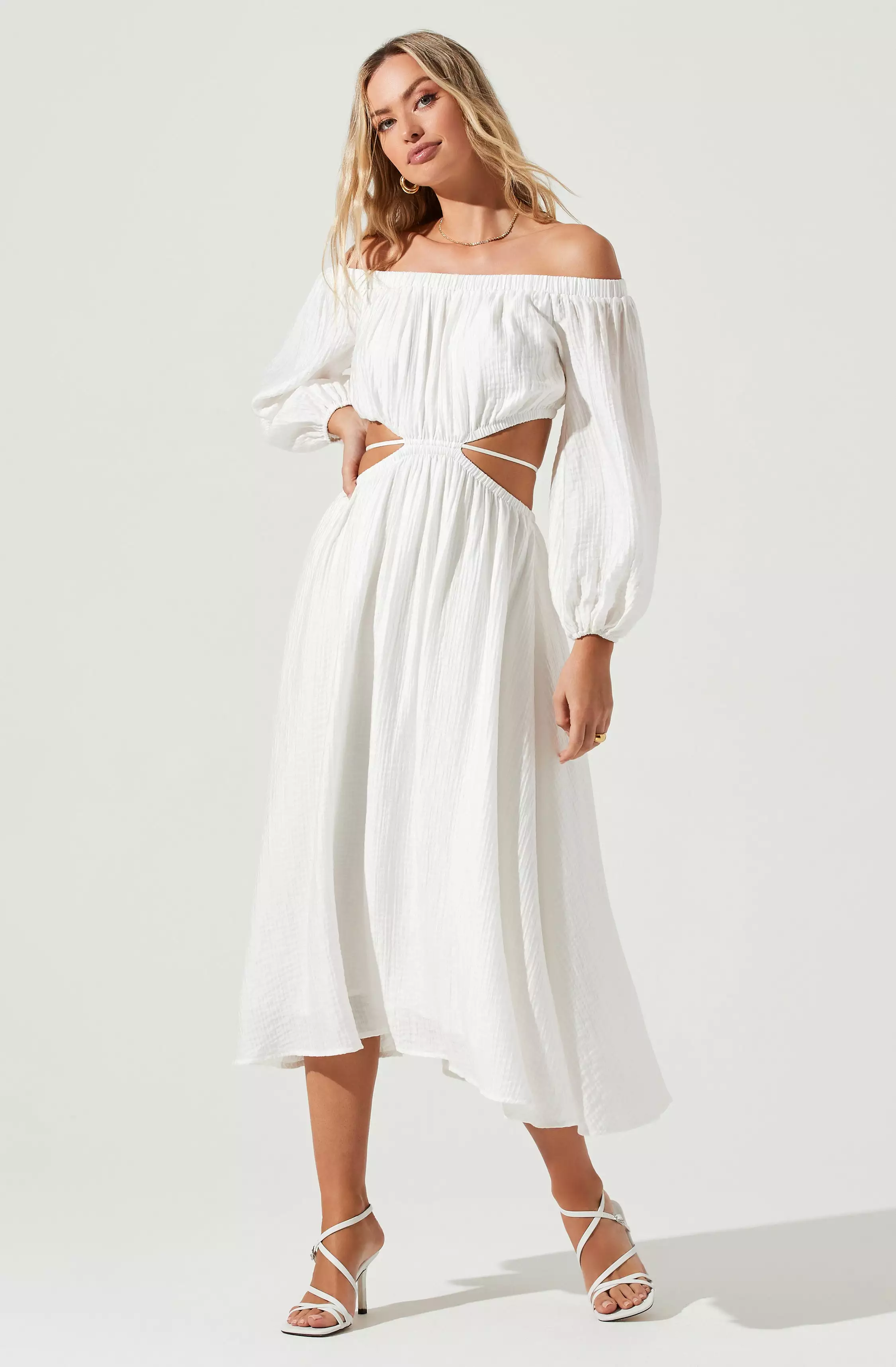 Cassian Cutout Off Shoulder Midi Dress