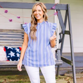 Chasing Cowboys Top, Blue