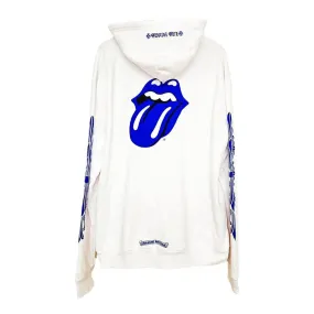 Chrome Hearts Rolling Stones Floral Zip Up Hoodie White/Blue