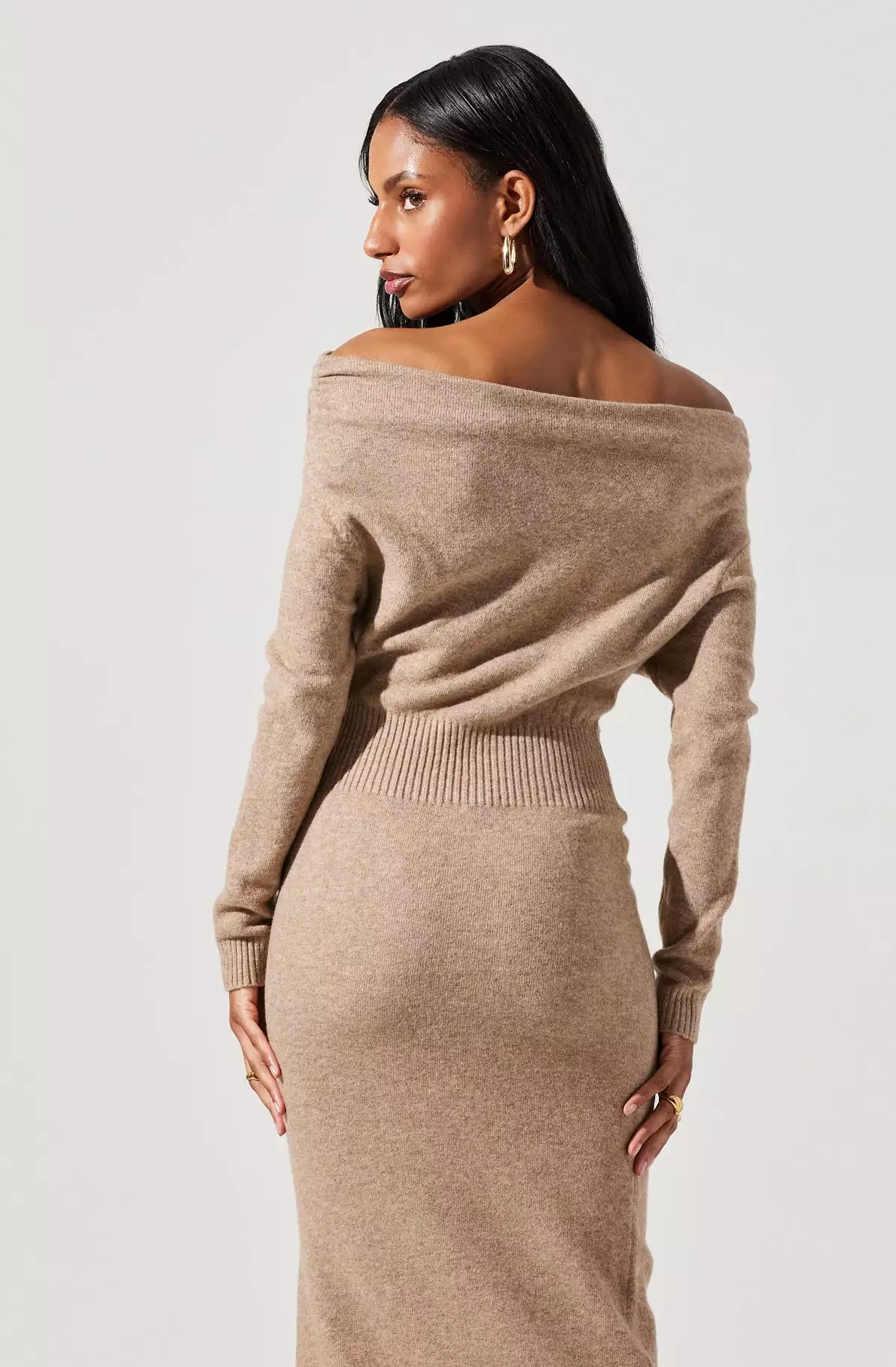 Cora Off Shoulder Midi Sweater Dress