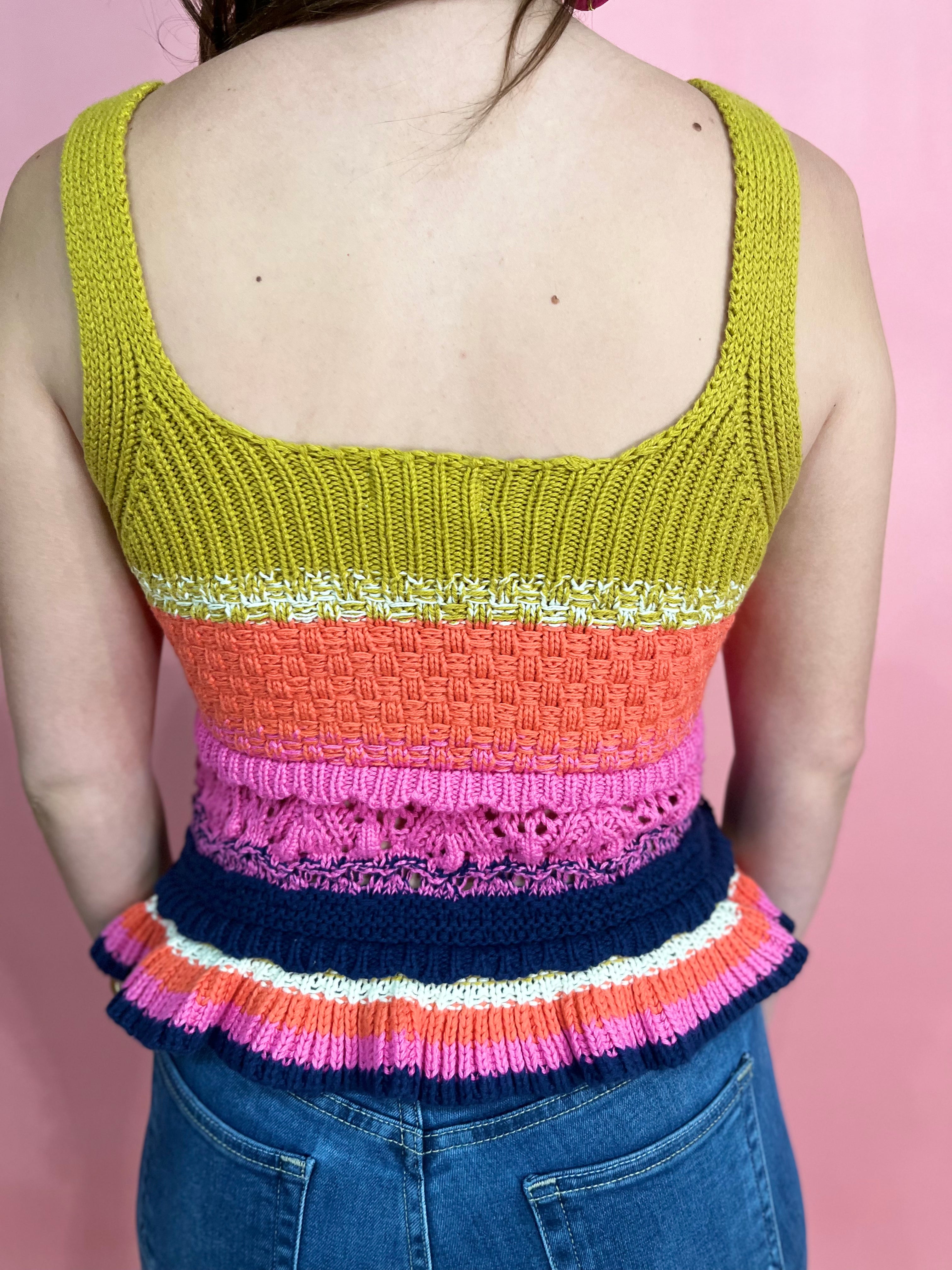 Crochet Colorblock Peplum Top