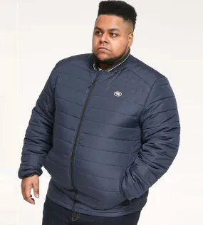 D555 Big Mens Navy Puffer Jacket With Rib Collar And Tipping (JEREMY 1)