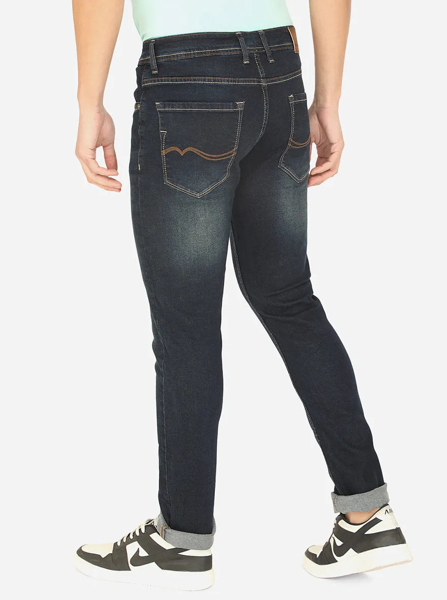 Dark Blue Washed Straight Fit Jeans | Greenfibre