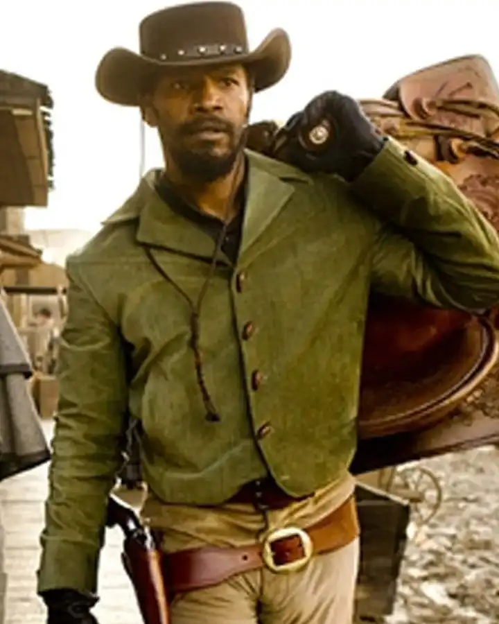 Django Unchained Jamie Foxx Green Jacket - William Jacket