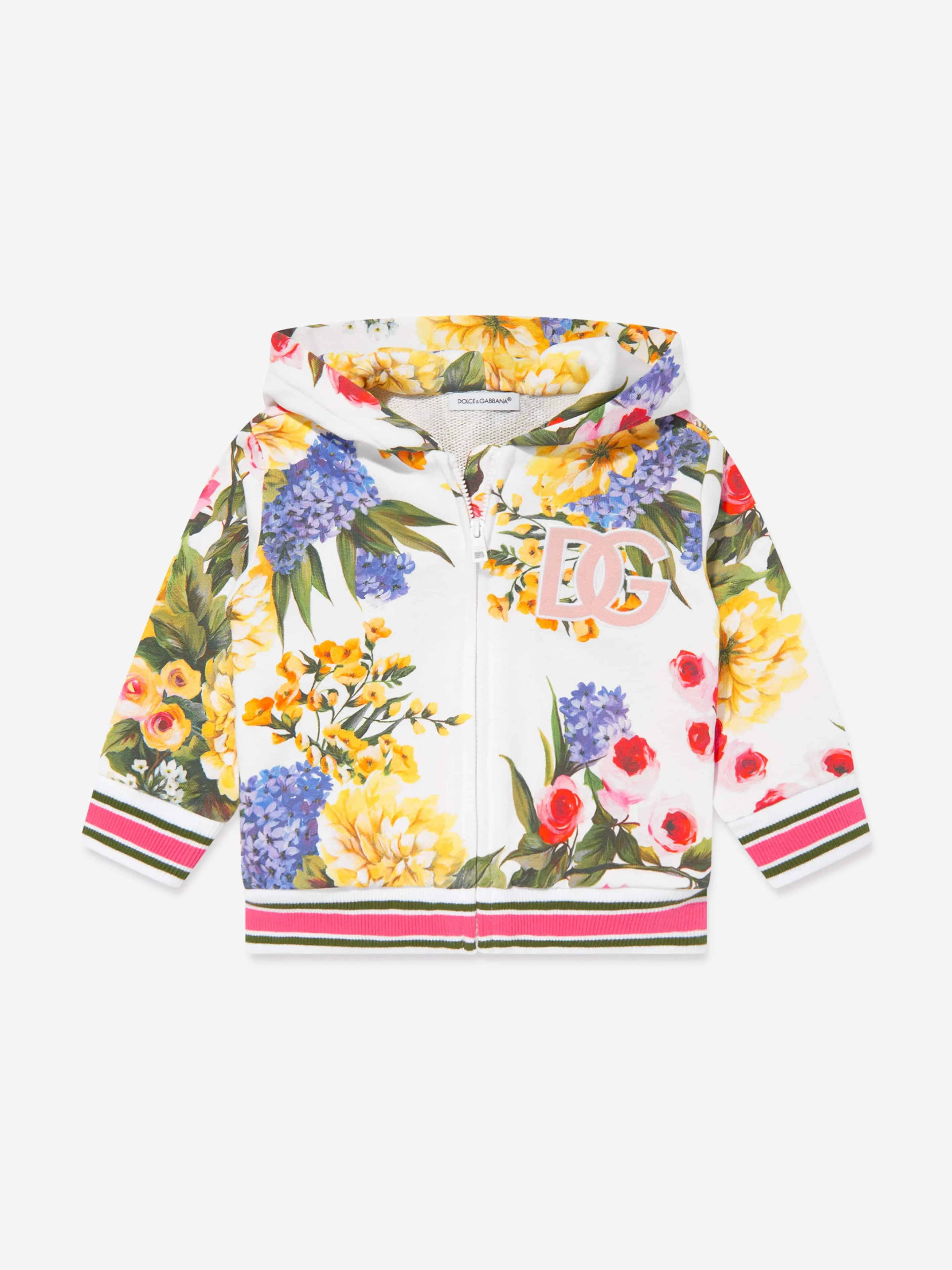 Dolce & Gabbana Baby Girls Flower Print Hoodie in Multicolour