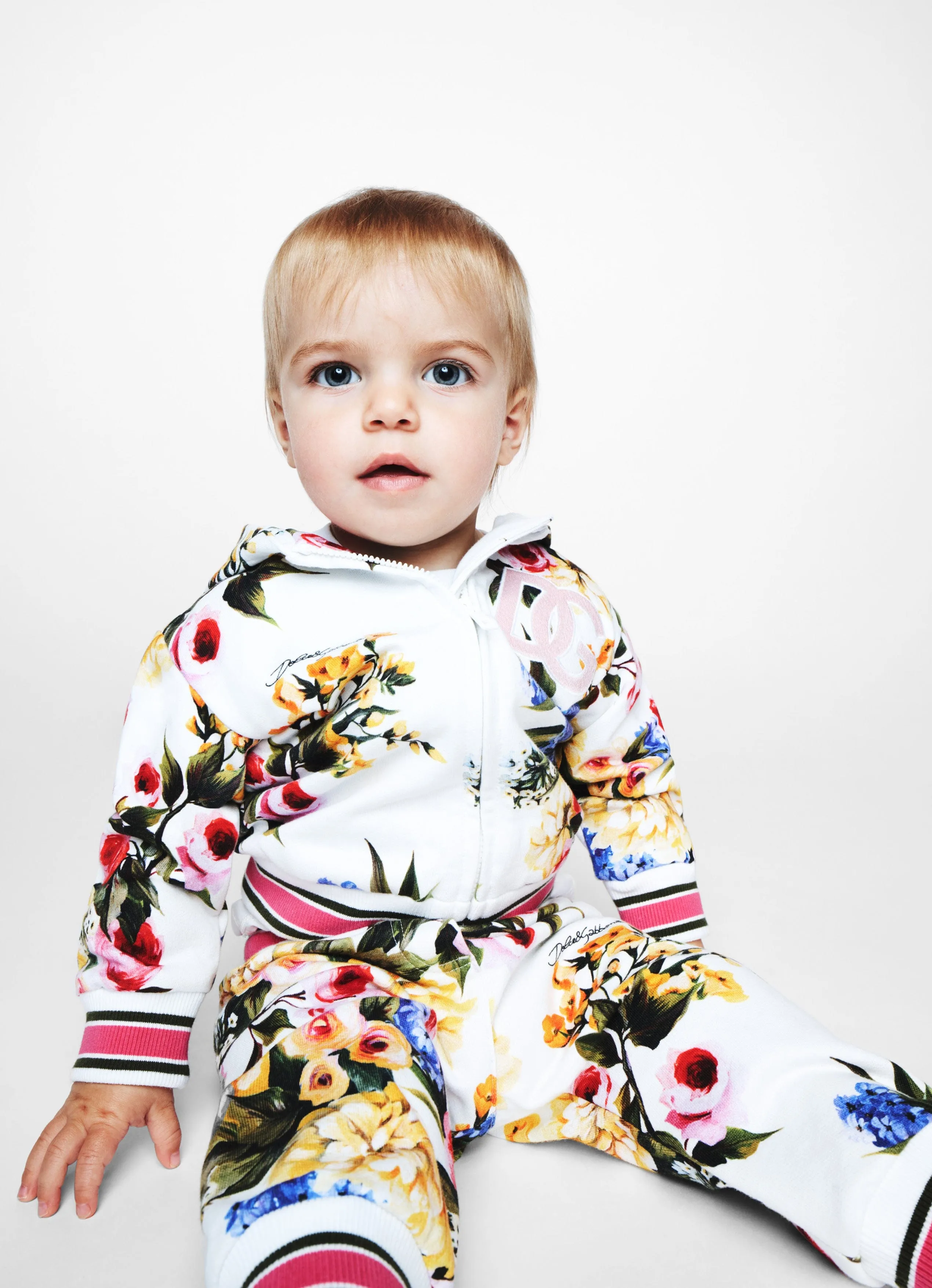 Dolce & Gabbana Baby Girls Flower Print Hoodie in Multicolour