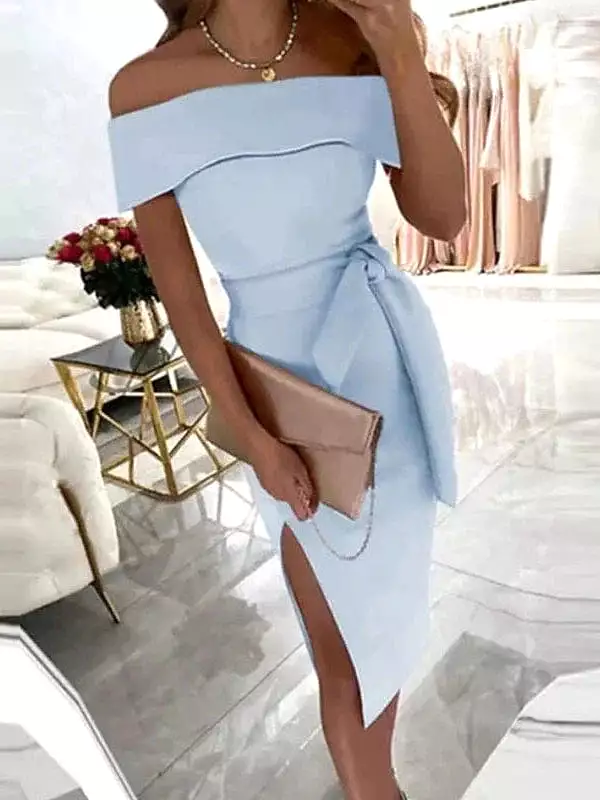 Elegant Off-Shoulder Midi Party Dress for Women