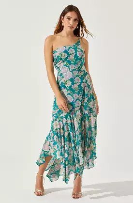 Emmylou Floral One Shoulder Midi Dress