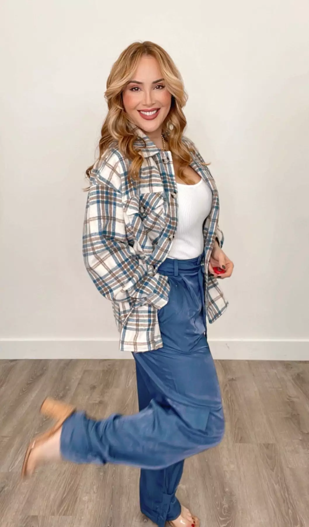 Equinox Plaid Top Blue