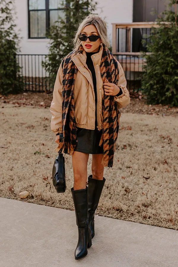 Feeling Spontaneous Faux Leather Jacket In Khaki