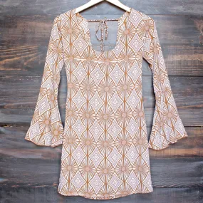 Final Sale - YIREH Hawaii Maize Bell Sleeve Dress in Sand Dollar