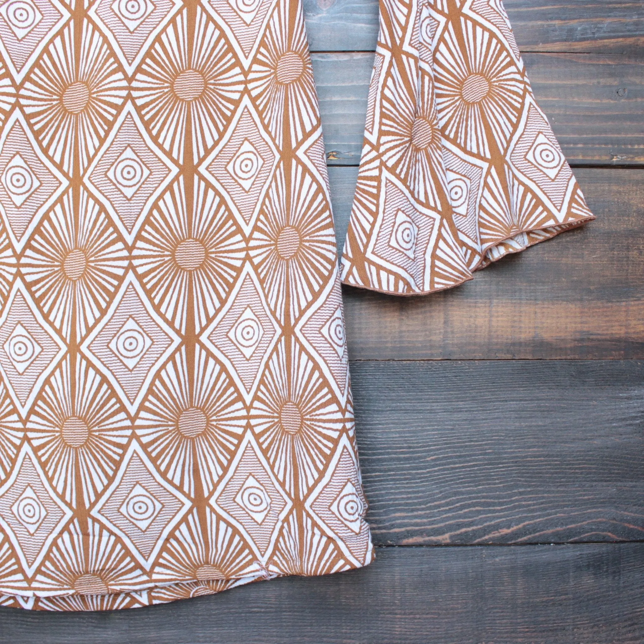 Final Sale - YIREH Hawaii Maize Bell Sleeve Dress in Sand Dollar