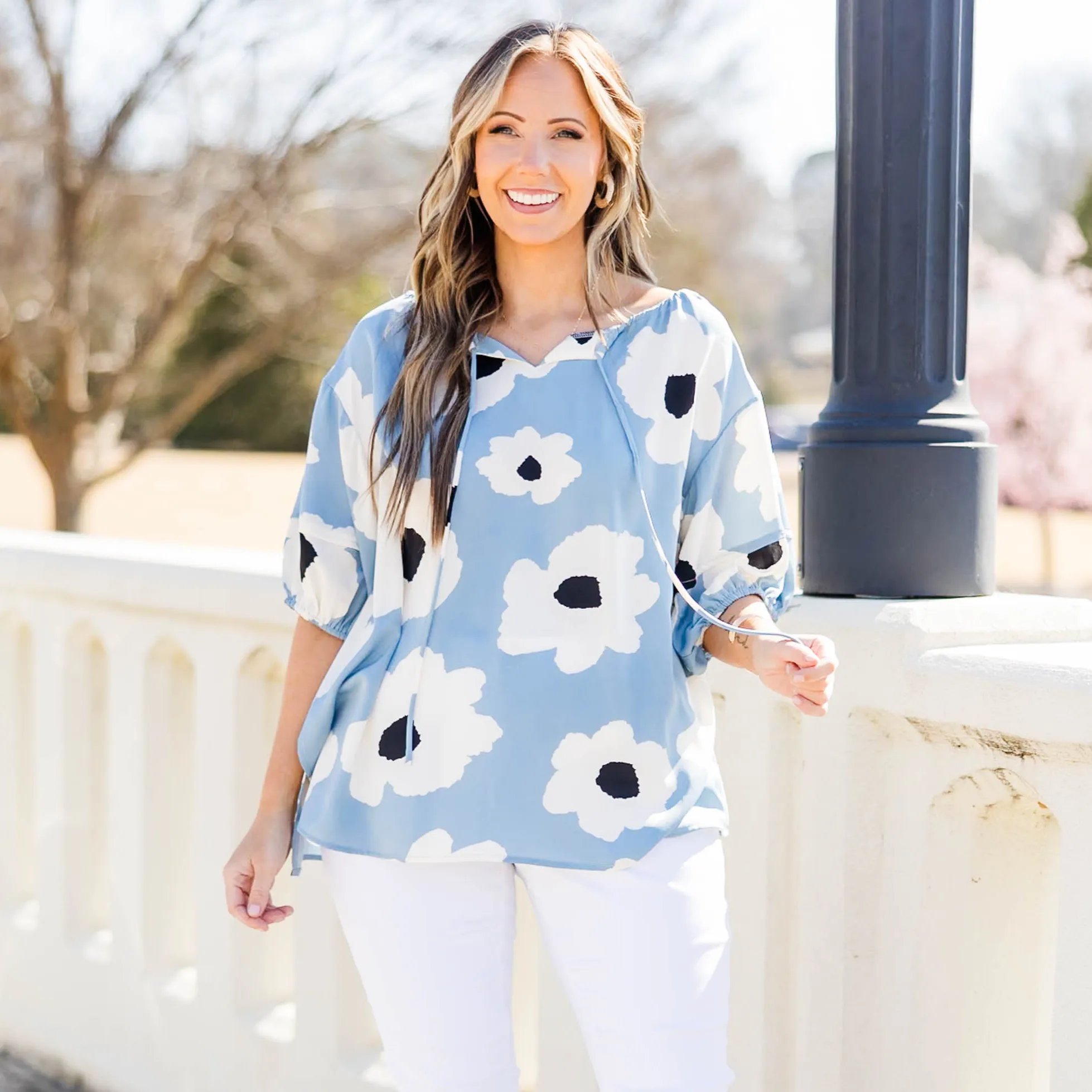 Flower Fields Forever Top, Blue