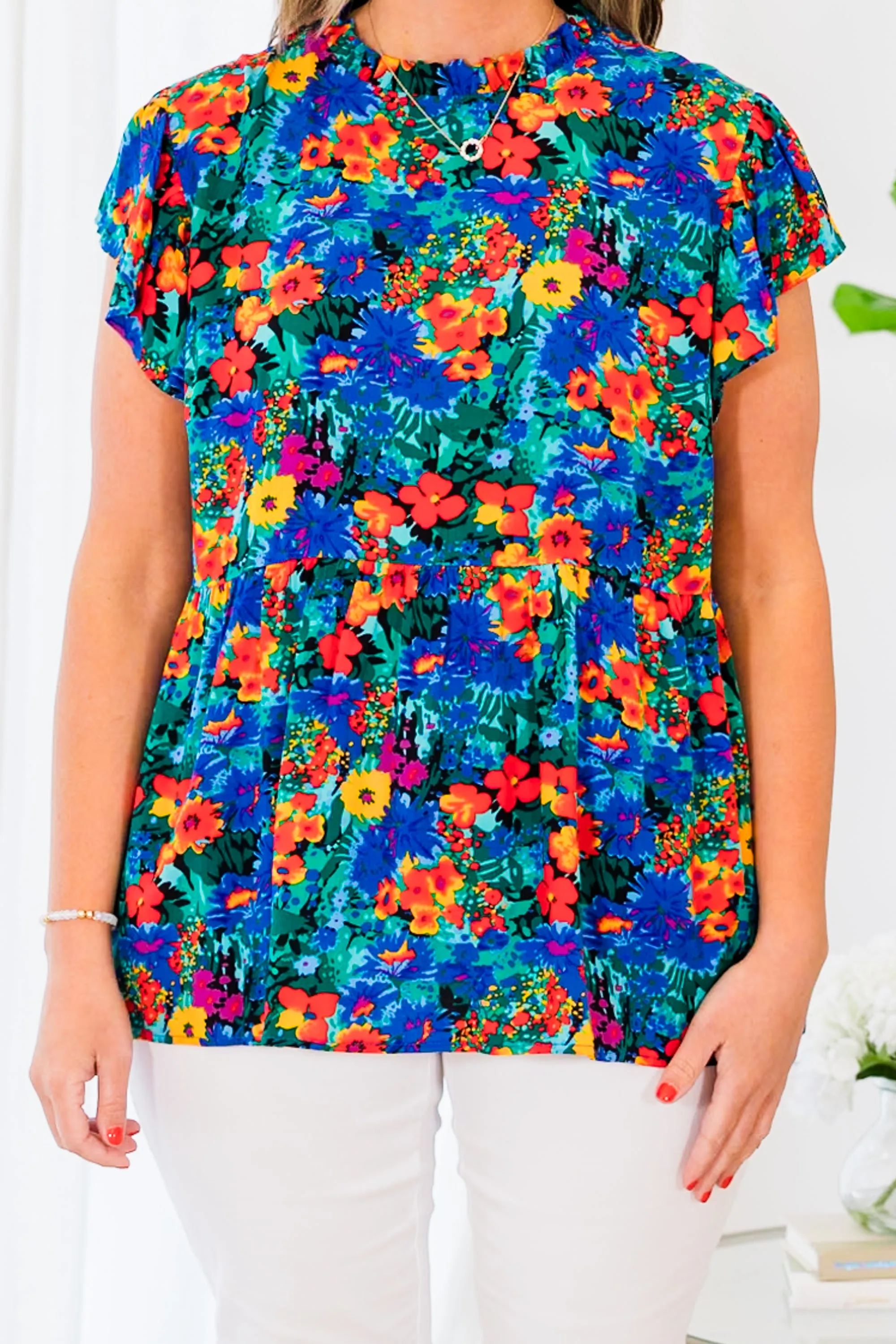 Flower Patch Top, Blue