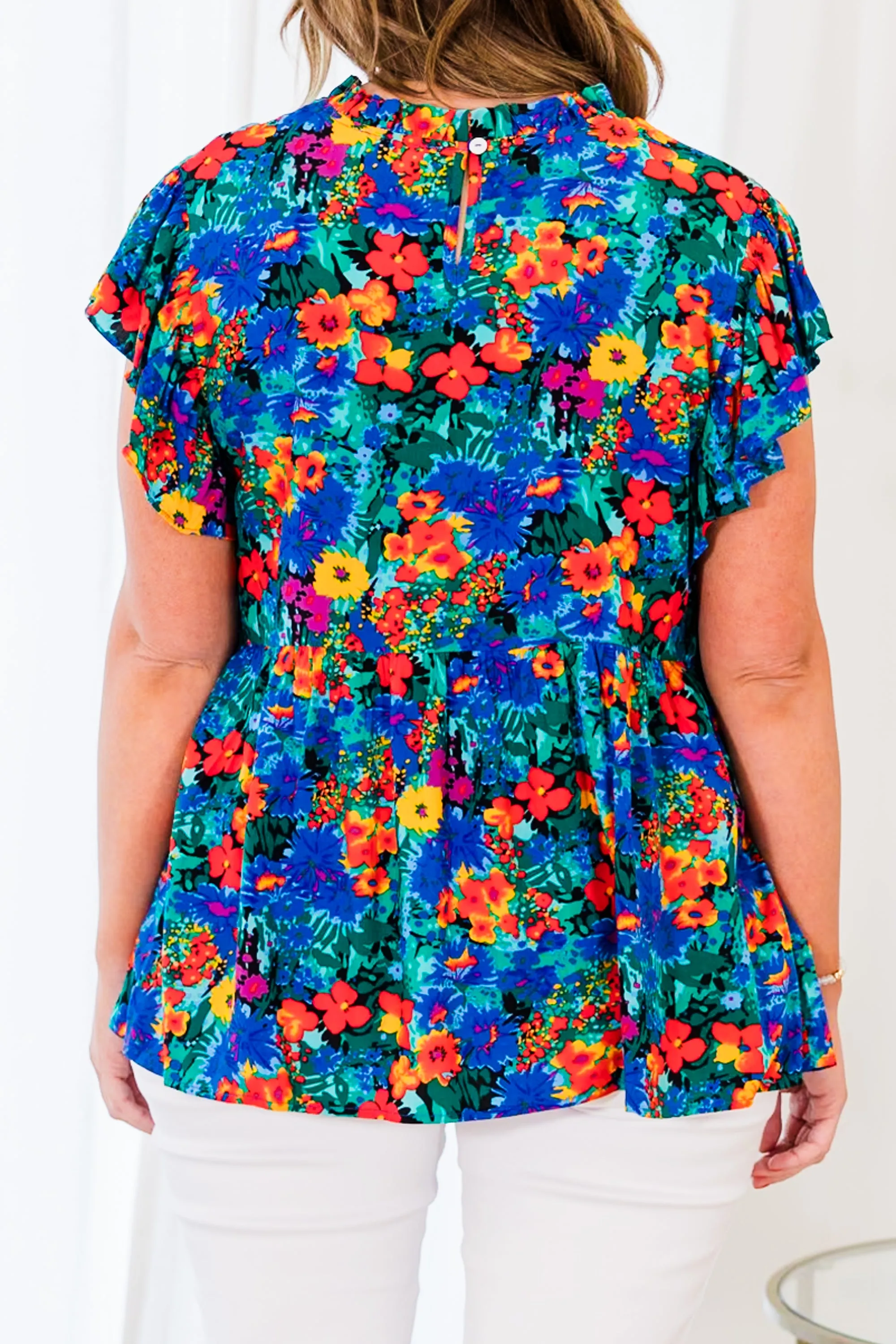 Flower Patch Top, Blue