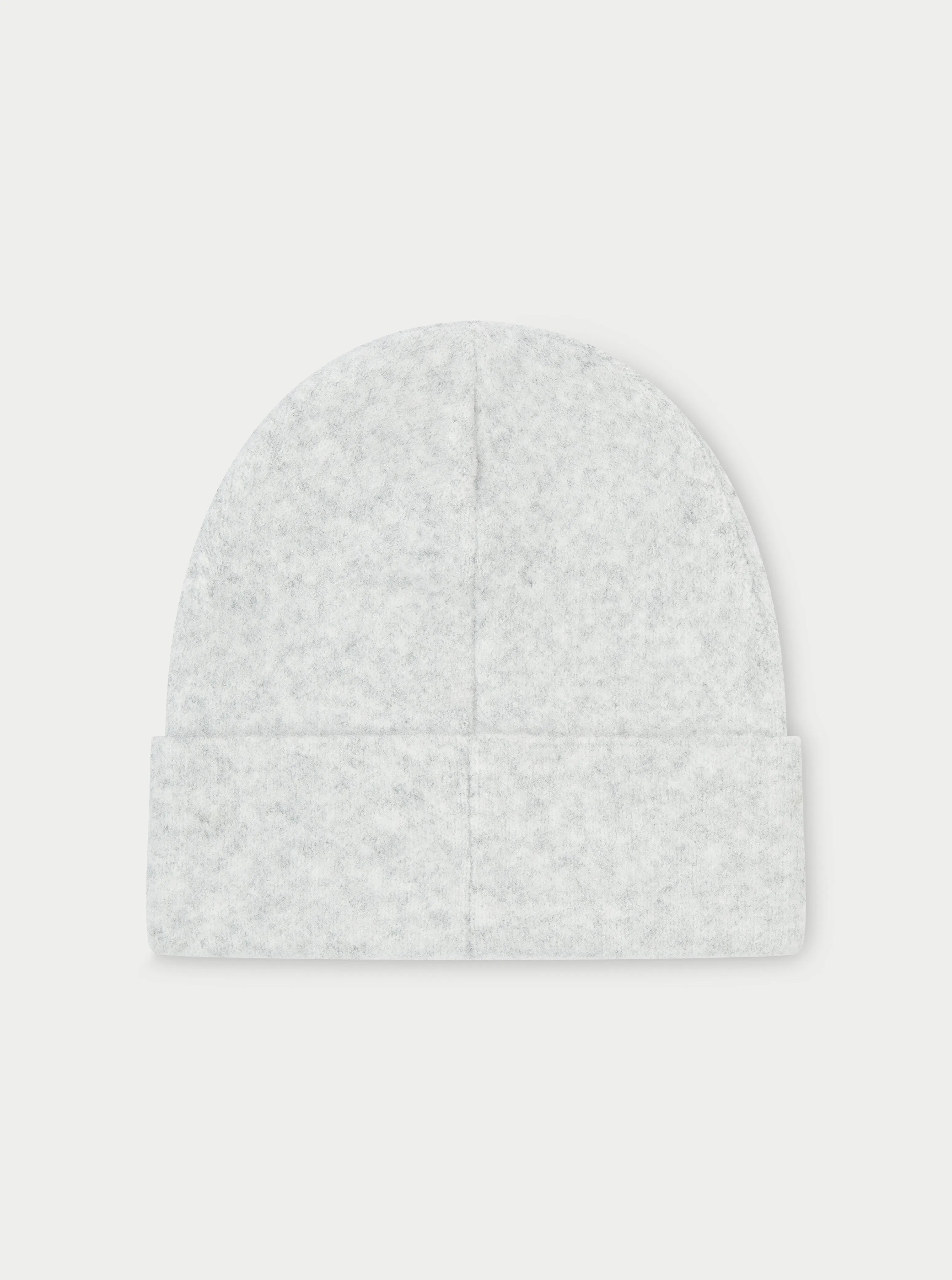 FLUFFY KNIT EMBLEM BEANIE - GREY MARL